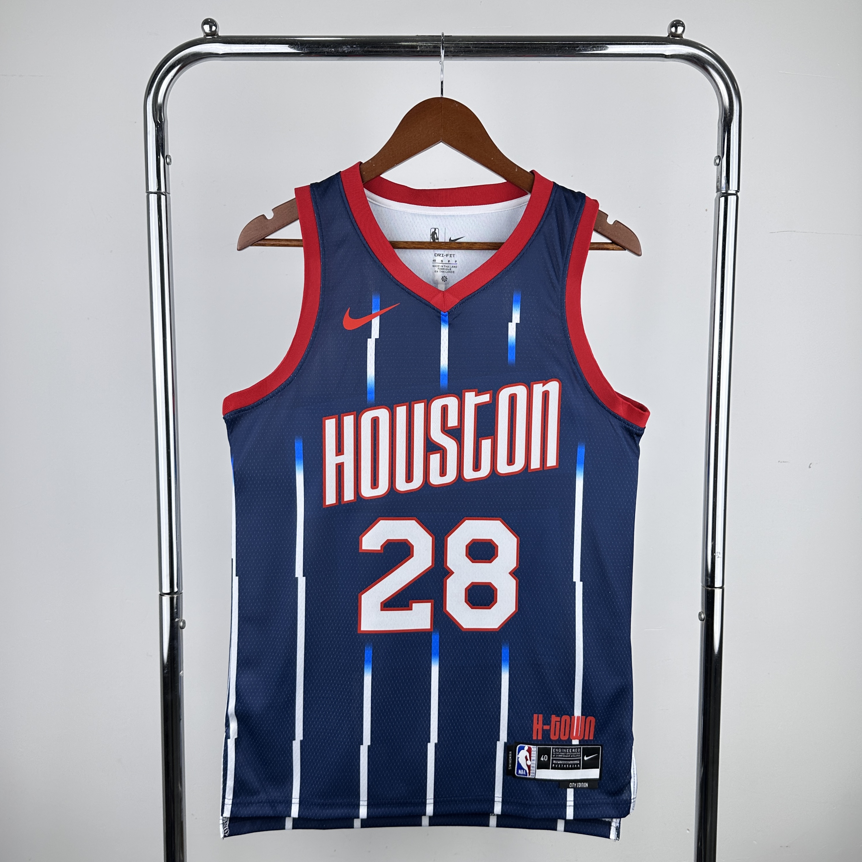 Men Houston Rockets #28 Sengun Blue stripe City Edition Nike 2024 NBA Jersey->houston rockets->NBA Jersey